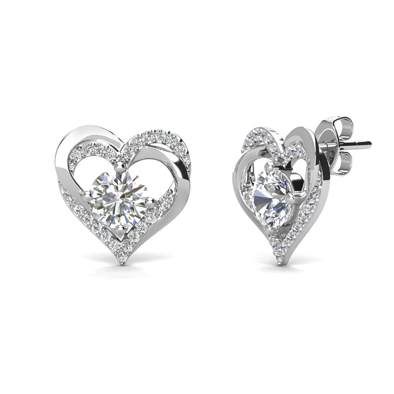 Birthstone Heart Earrings, Cyncerity Jewellery with crystals from Swarovski®