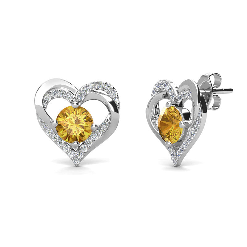 Birthstone Heart Earrings, Cyncerity Jewellery with crystals from Swarovski®