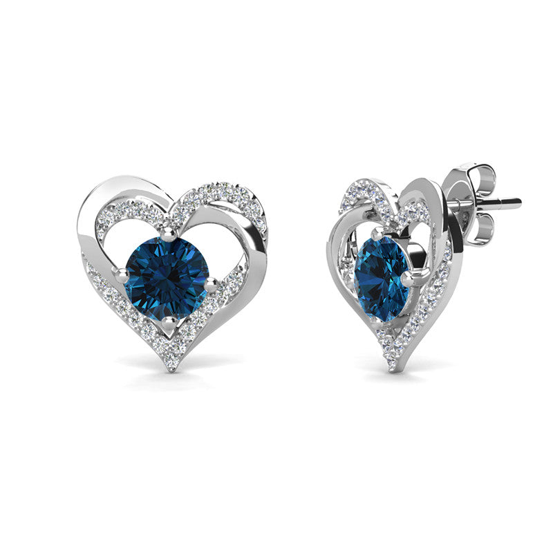 Birthstone Heart Earrings, Cyncerity Jewellery with crystals from Swarovski®