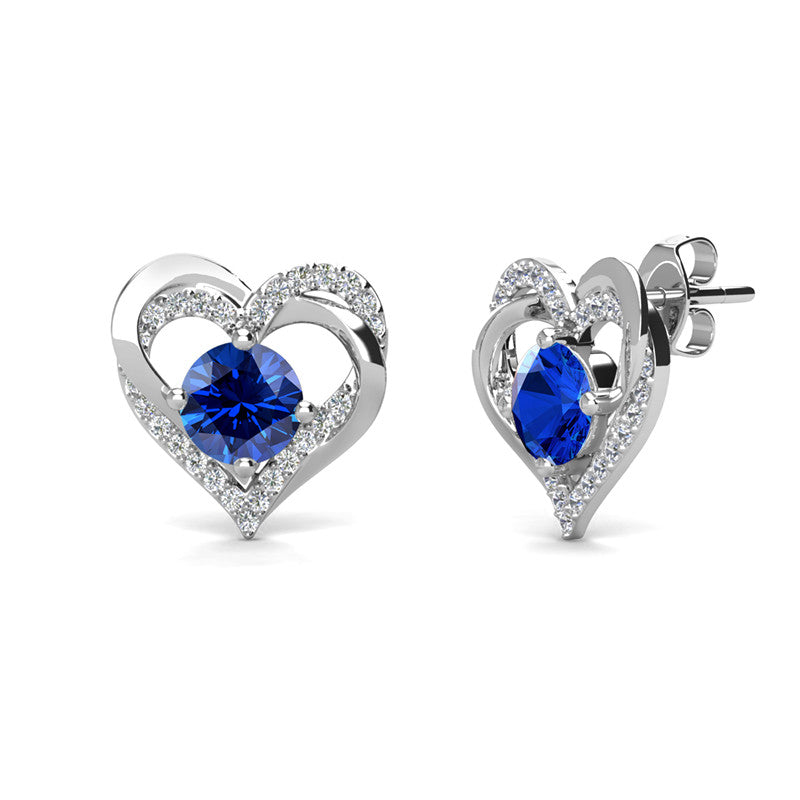 Birthstone Heart Earrings, Cyncerity Jewellery with crystals from Swarovski®