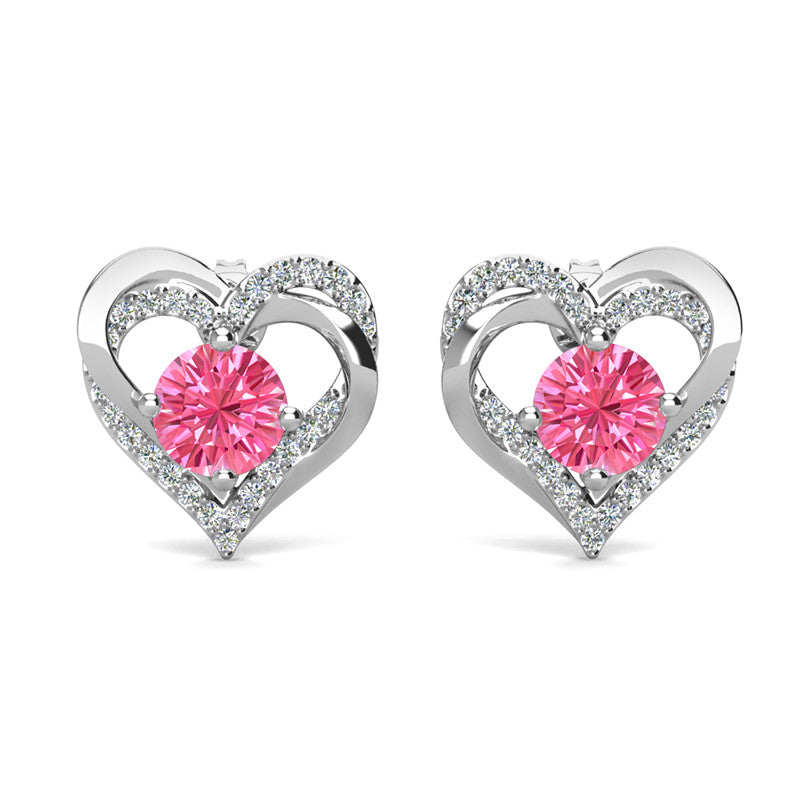 Birthstone Heart Earrings, Cyncerity Jewellery with crystals from Swarovski®