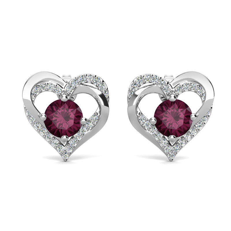 Birthstone Heart Earrings, Cyncerity Jewellery with crystals from Swarovski®