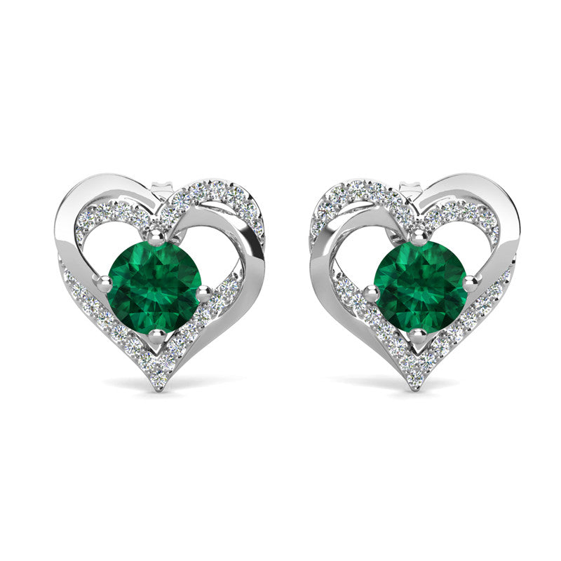 Birthstone Heart Earrings, Cyncerity Jewellery with crystals from Swarovski®