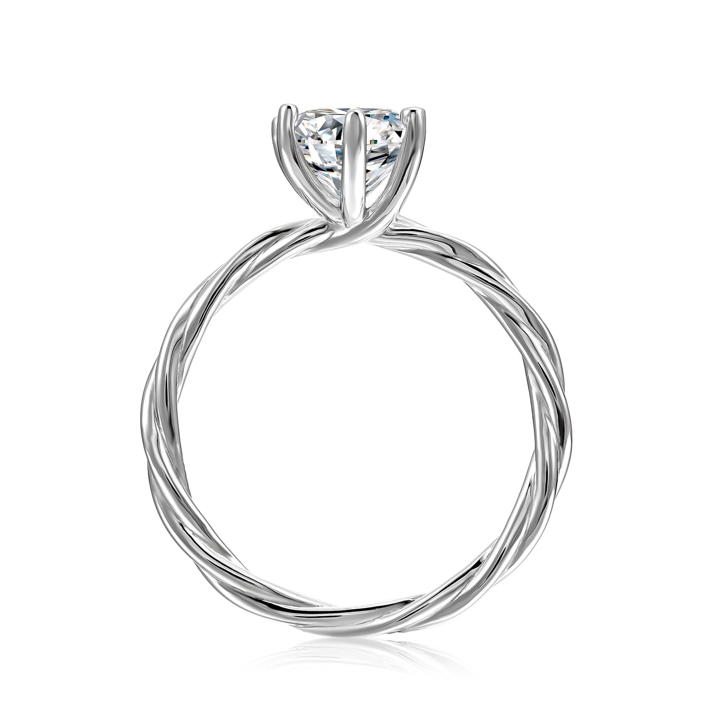 Seis Twirl Ring MR076 WG RG Cyncerity Jewelry with Moissanite, 925 Sterling Silver