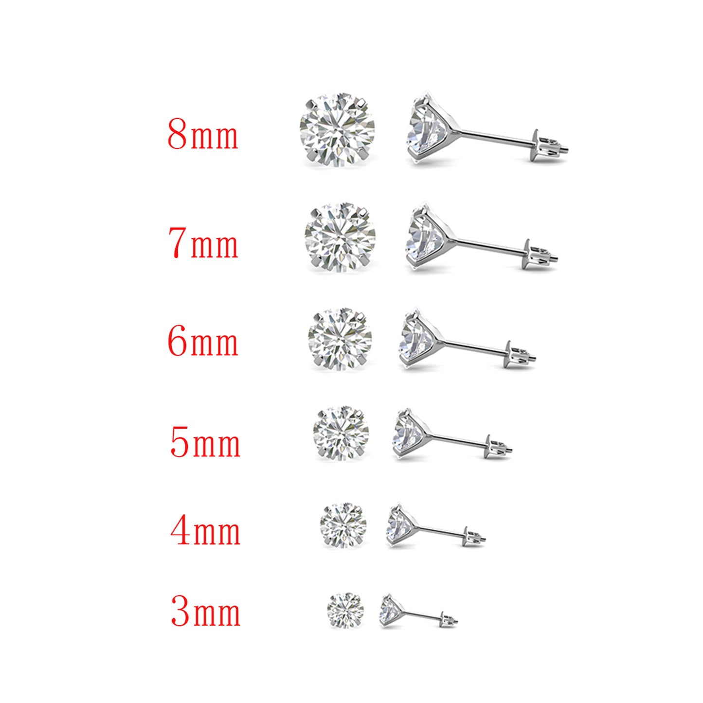 Orion Earrings ME043 WG RG Cyncerity Jewelry with Moissanite, 925 Sterling Silver