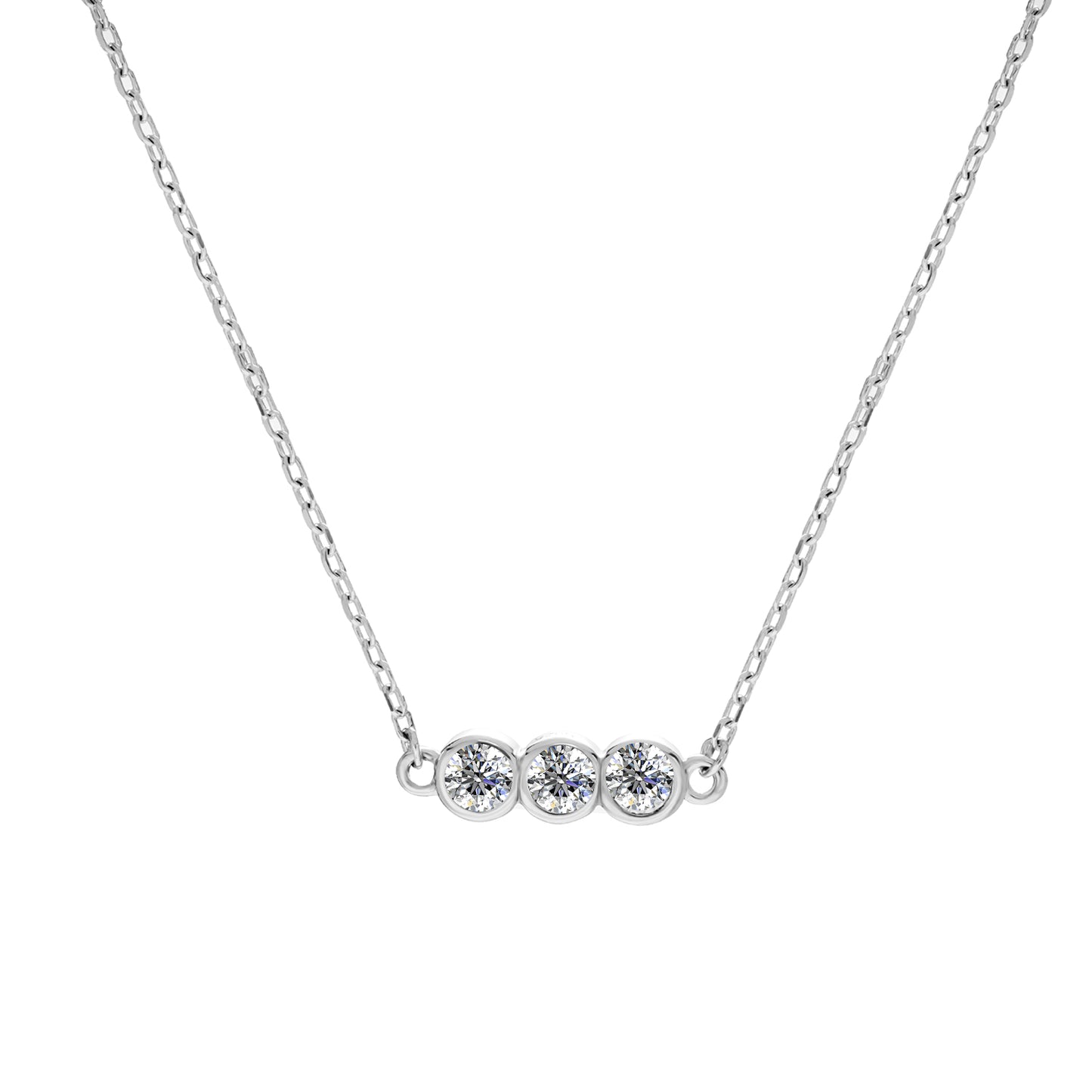 Trio Bonding Pendant MP177 WG RG Cyncerity Jewelry with Moissanite, 925 Sterling Silver