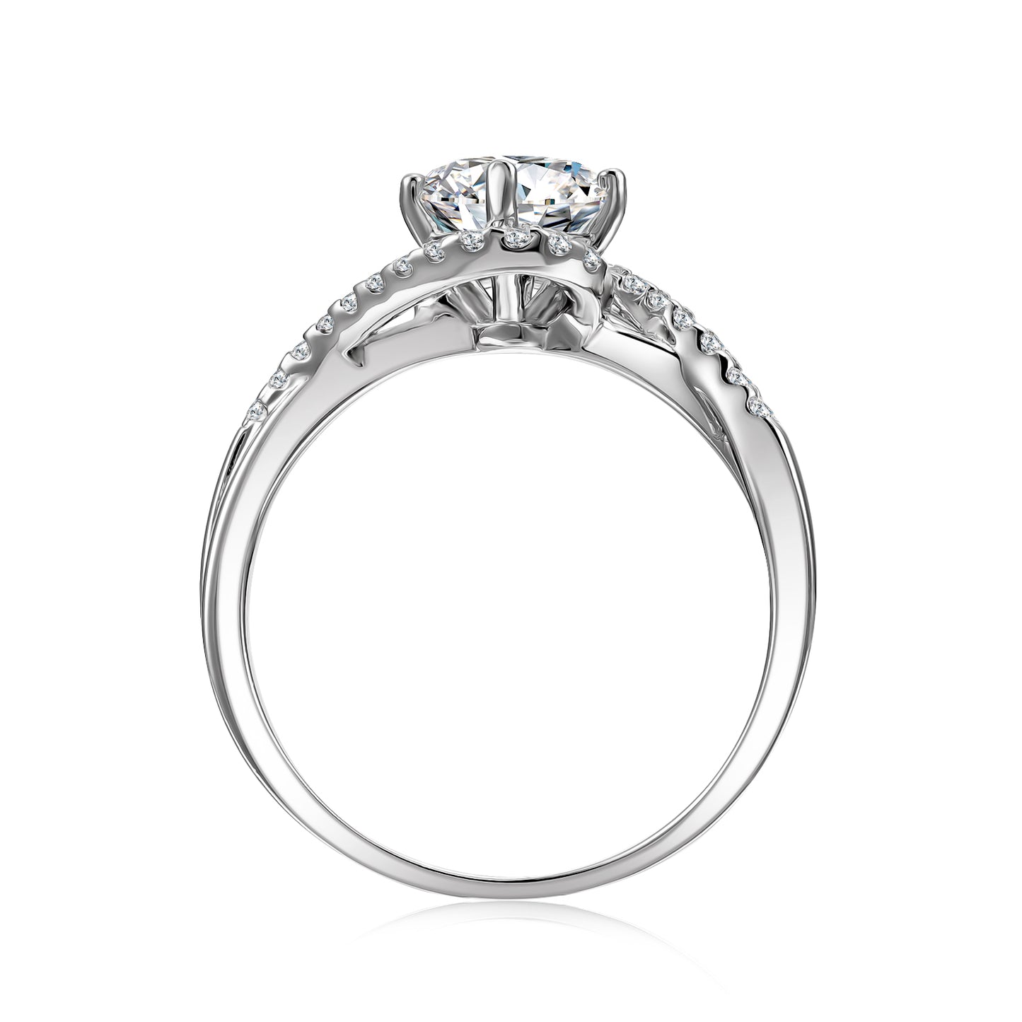 Entrelazar Ring MR077 WG RG Cyncerity Jewelry with Moissanite, 925 Sterling Silver