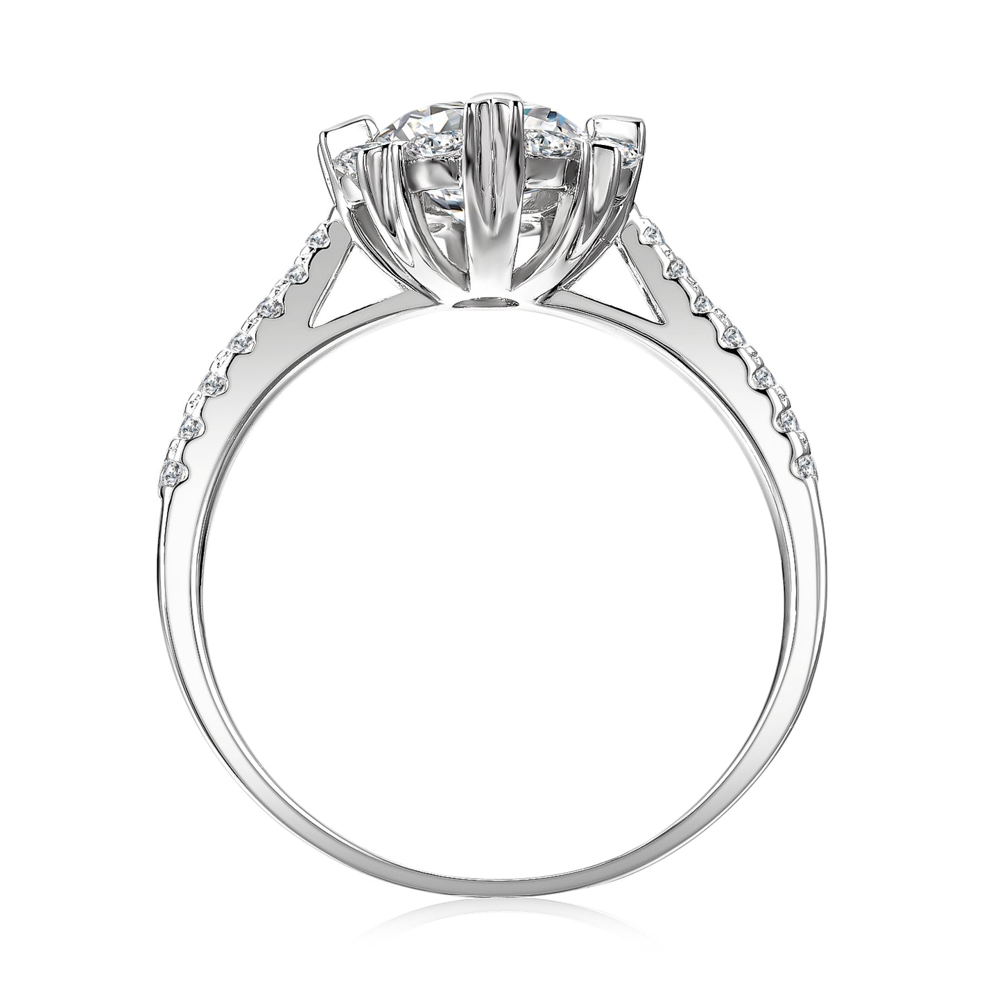 Soleil Ring MR085 WG RG Cyncerity Jewelry with Moissanite, 925 Sterling Silver