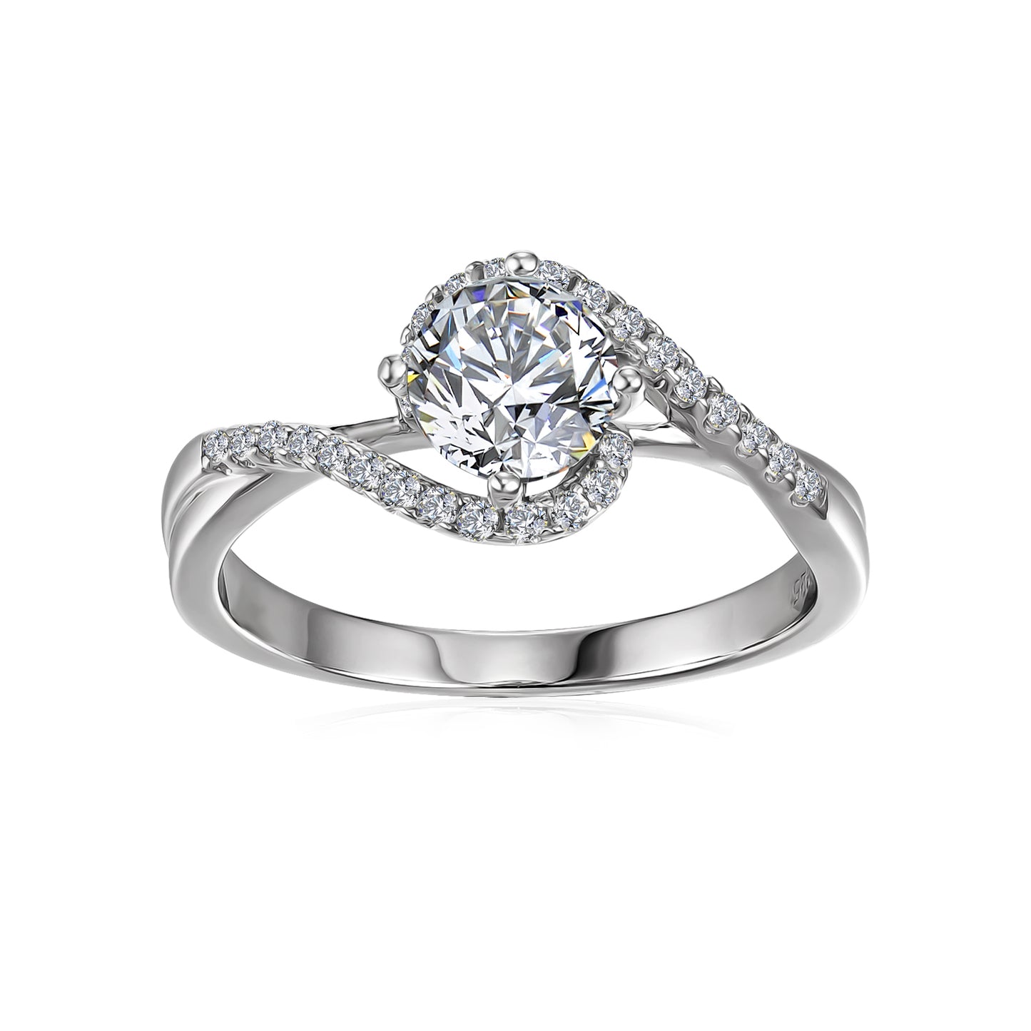 Entrelazar Ring MR077 WG RG Cyncerity Jewelry with Moissanite, 925 Sterling Silver