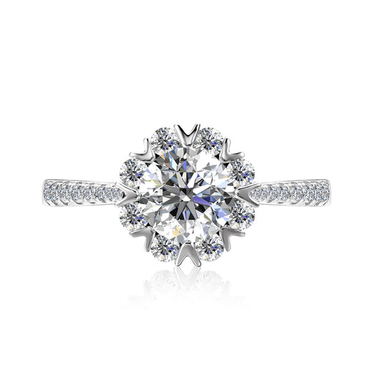 Soleil Ring MR085 WG RG Cyncerity Jewelry with Moissanite, 925 Sterling Silver