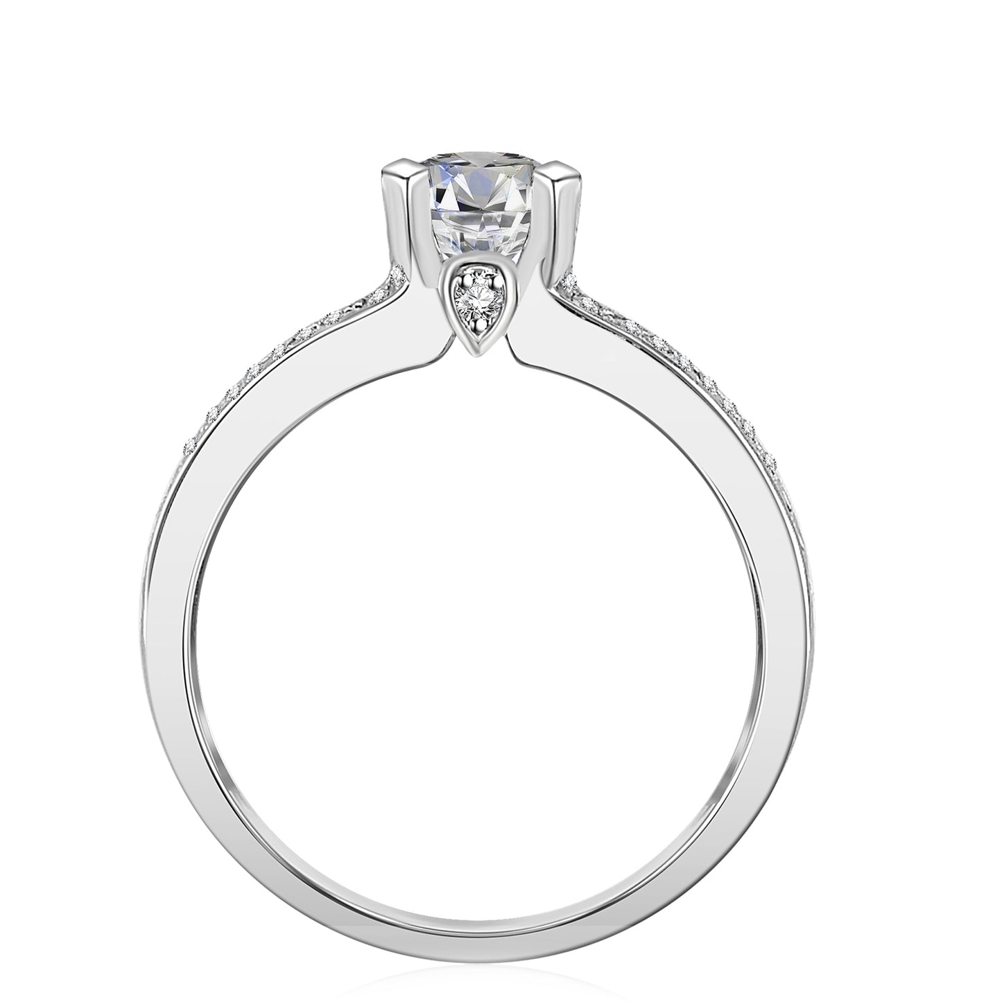 Ojo Elegante Ring MR067 WG RG Cyncerity Jewelry with Moissanite, 925 Sterling Silver