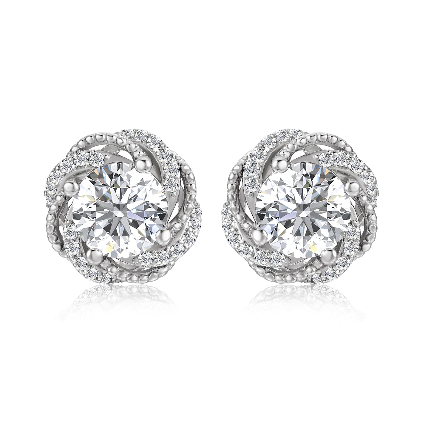 Rosa Earrings ME075 WG RG Cyncerity Jewelry with Moissanite, 925 Sterling Silver