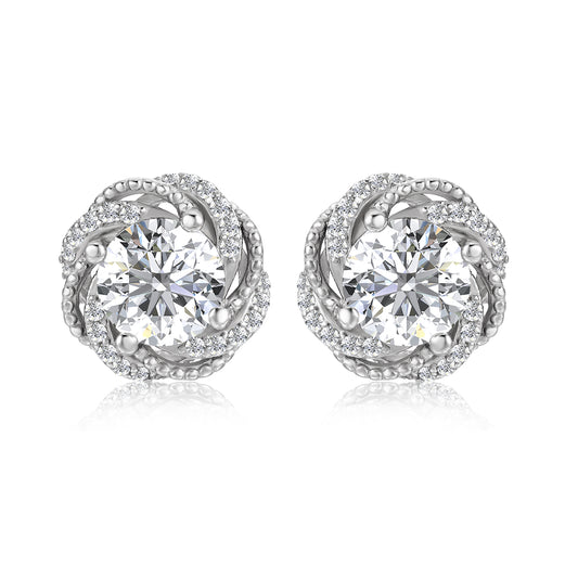 Rosa Earrings ME075 WG RG Cyncerity Jewelry with Moissanite, 925 Sterling Silver