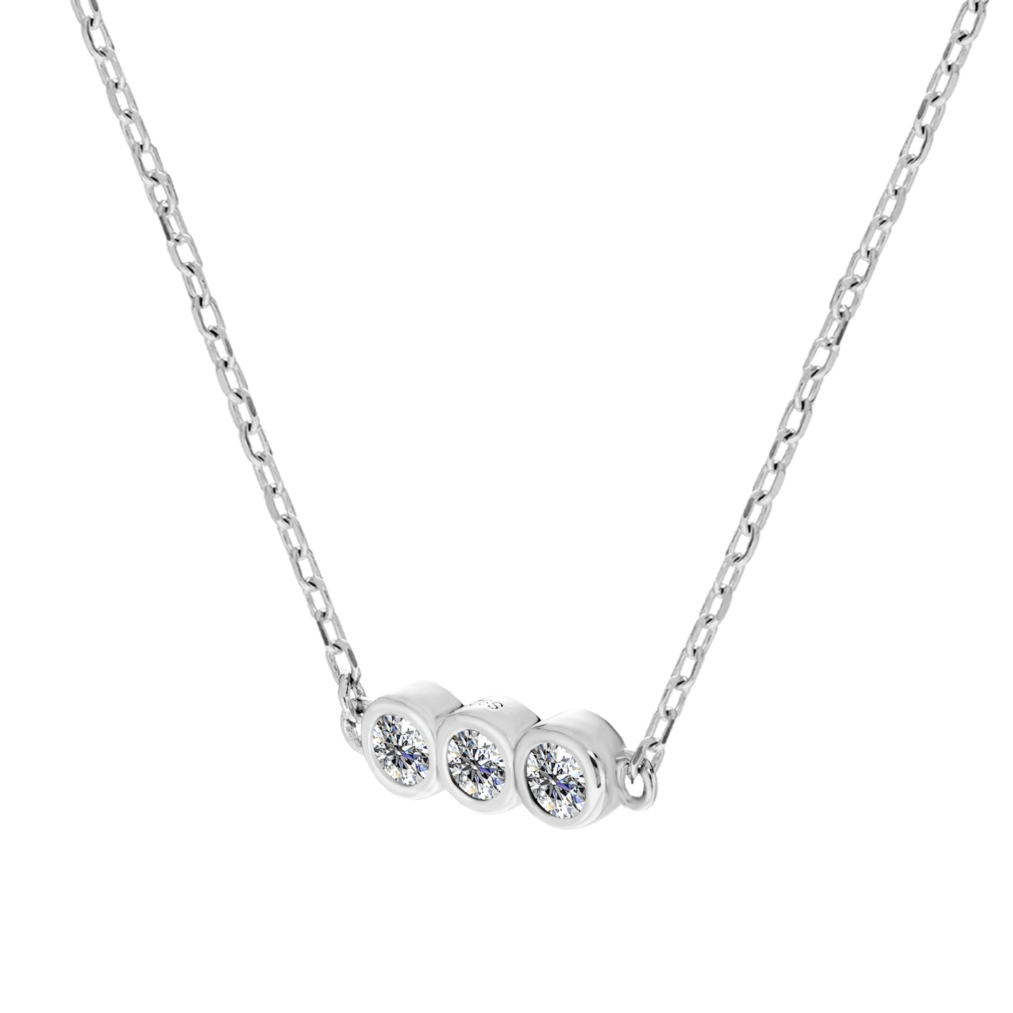 Trio Bonding Pendant MP177 WG RG Cyncerity Jewelry with Moissanite, 925 Sterling Silver