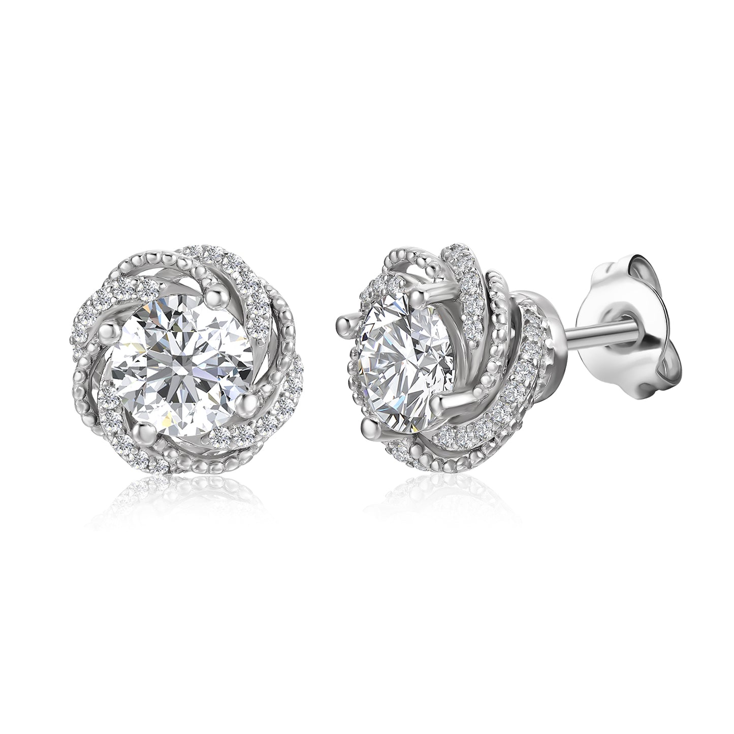 Rosa Earrings ME075 WG RG Cyncerity Jewelry with Moissanite, 925 Sterling Silver