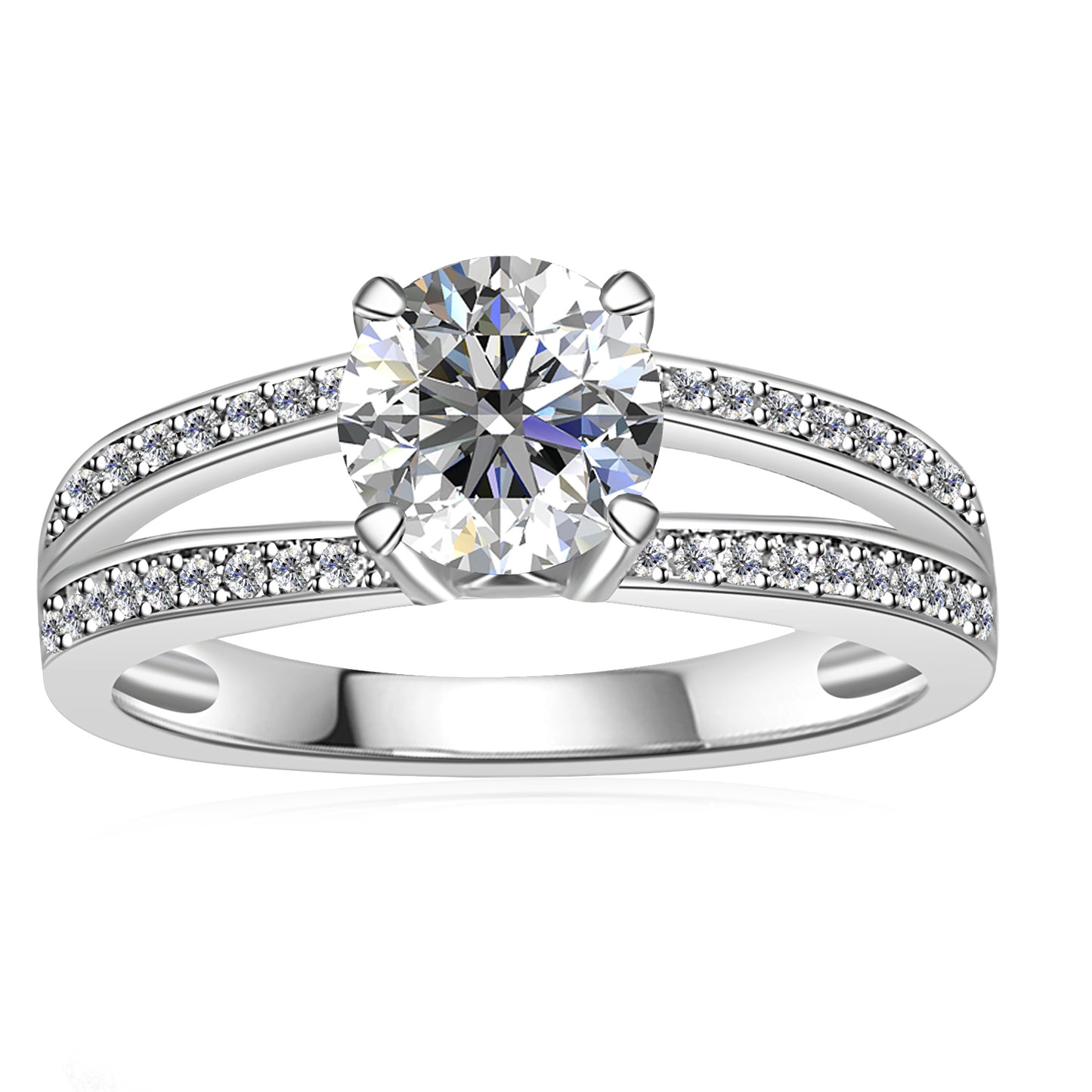 Ojo Elegante Ring MR067 WG RG Cyncerity Jewelry with Moissanite, 925 Sterling Silver