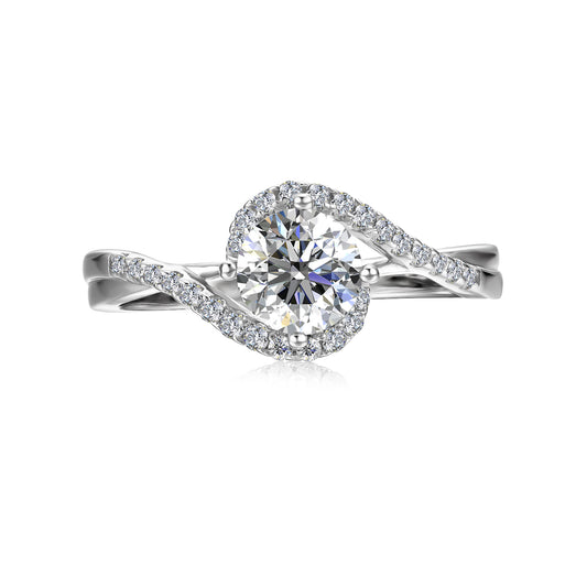 Entrelazar Ring MR077 WG RG Cyncerity Jewelry with Moissanite, 925 Sterling Silver