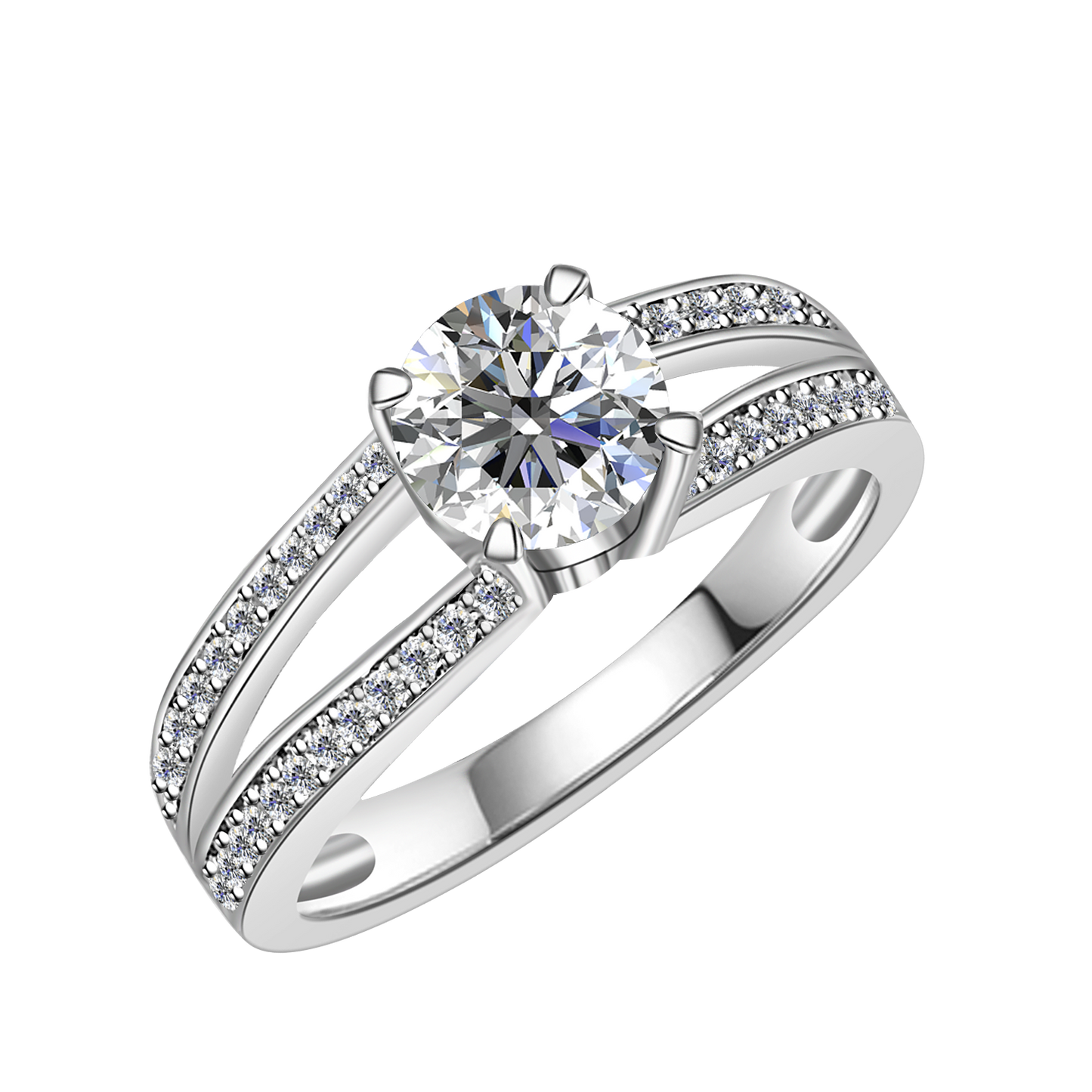 Ojo Elegante Ring MR067 WG RG Cyncerity Jewelry with Moissanite, 925 Sterling Silver