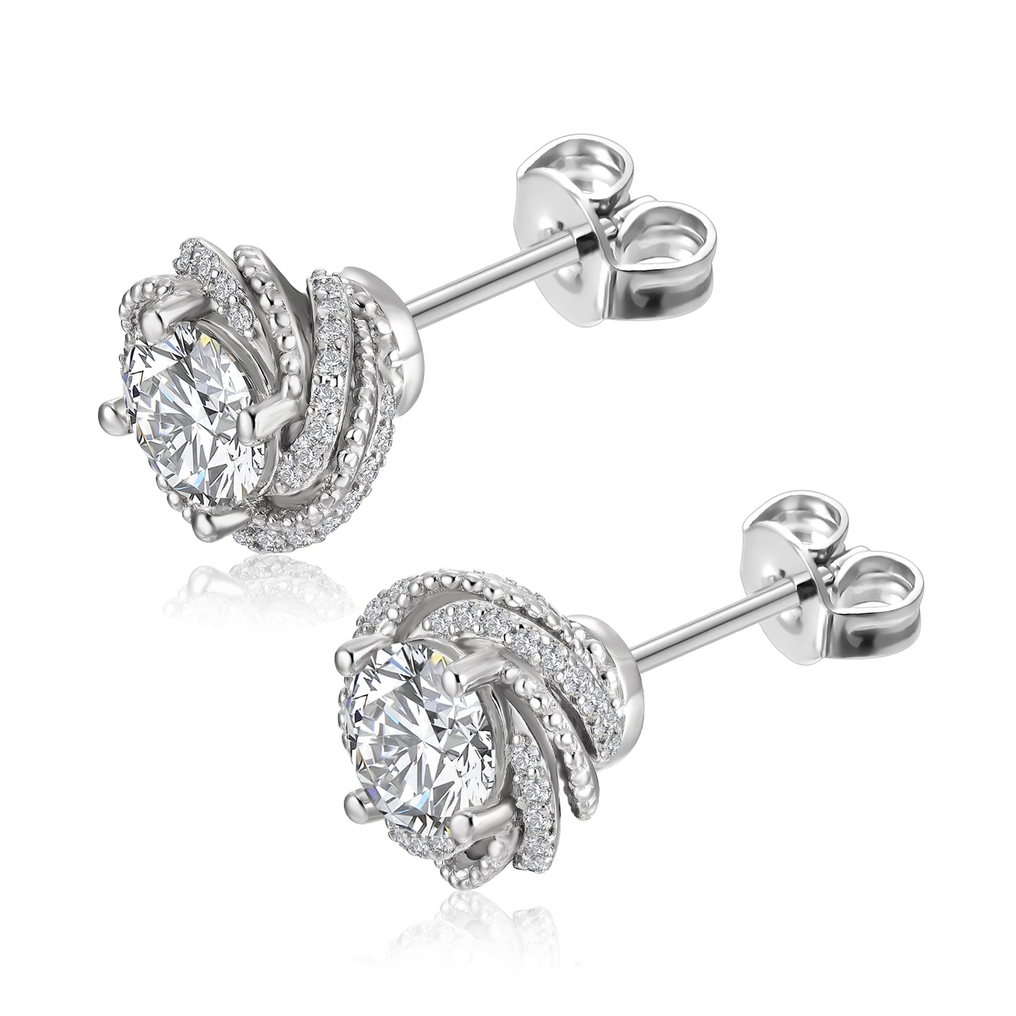 Rosa Earrings ME075 WG RG Cyncerity Jewelry with Moissanite, 925 Sterling Silver