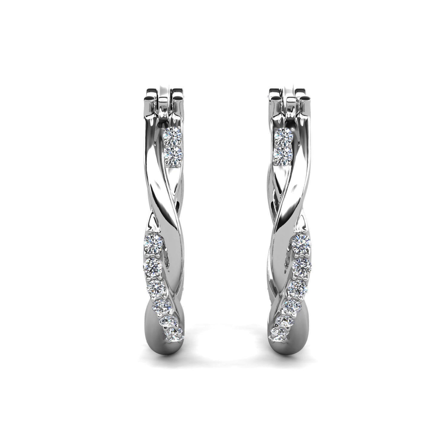 Twiselle Earrings ME092 WG RG Cyncerity Jewelry with Moissanite, 925 Sterling Silver