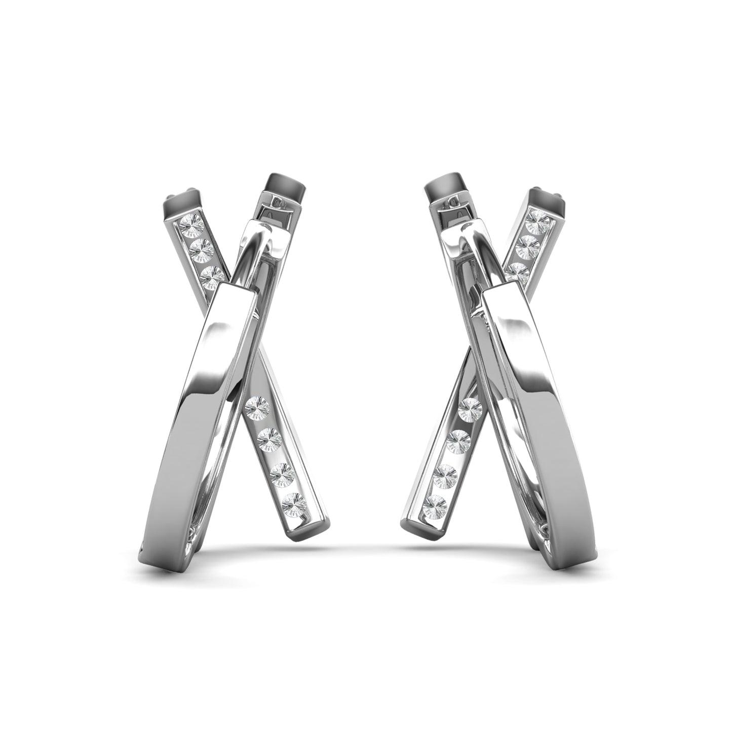 Xquisite Earrings ME091 WG RG Cyncerity Jewelry with Moissanite, 925 Sterling Silver