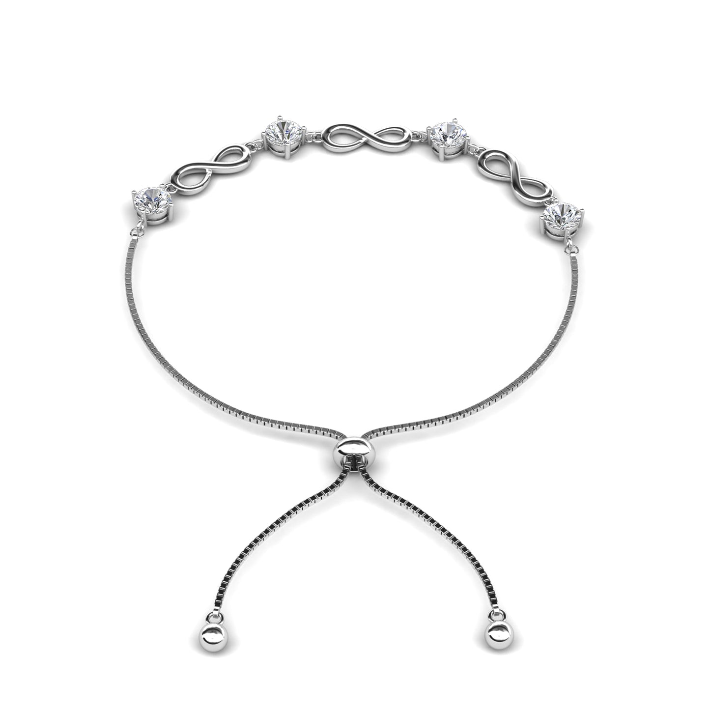 Infini Bracelet MB017 WG RG Cyncerity Jewelry with Moissanite, 925 Sterling Silver