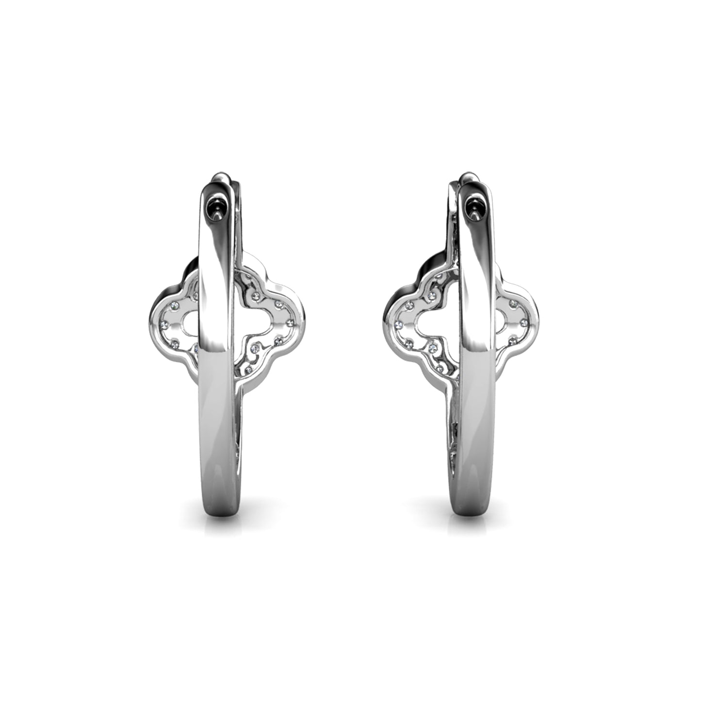 Trevo Earrings ME161 WG RG Cyncerity Jewelry with Moissanite, 925 Sterling Silver