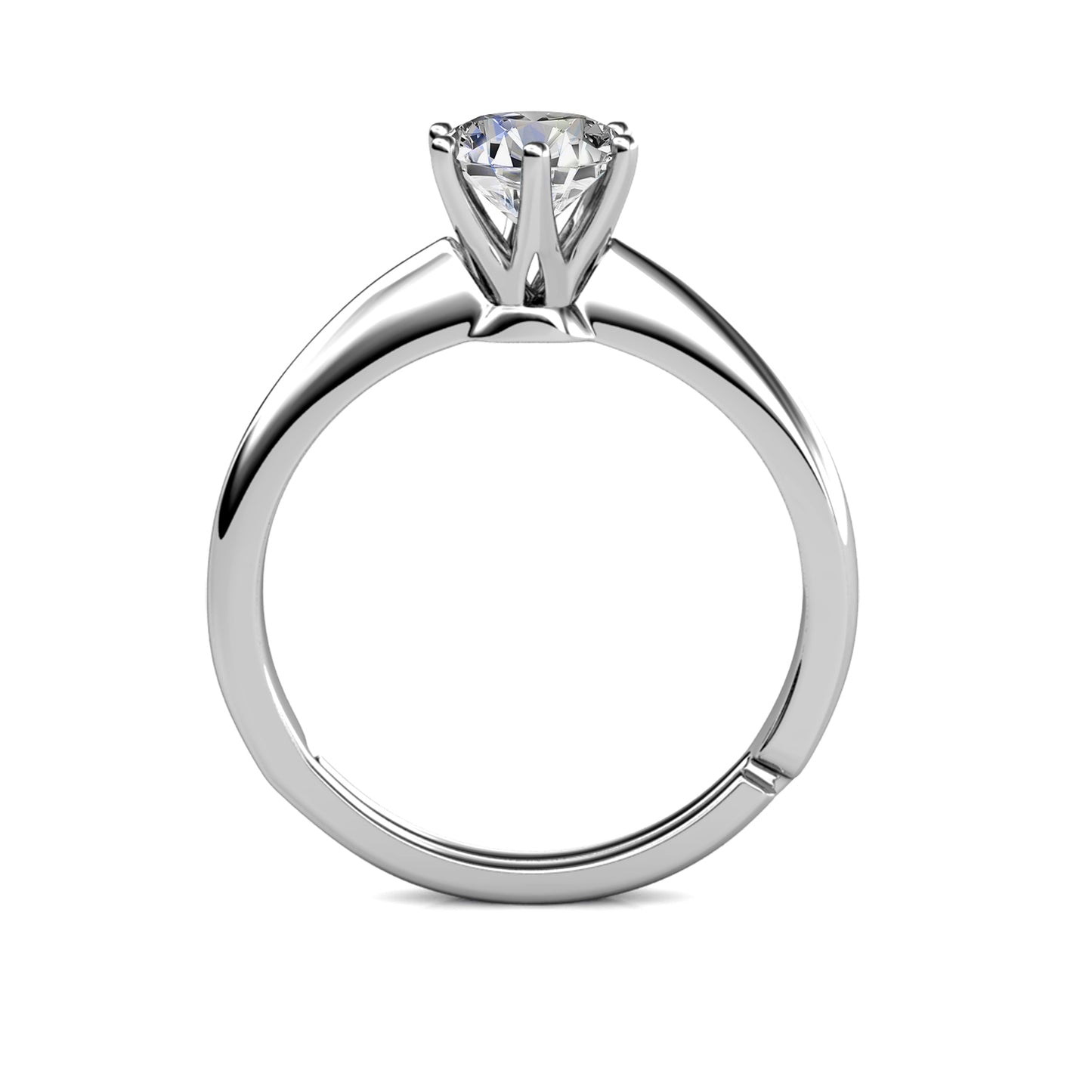 Seis Bleu Ring MR004 WG RG Cyncerity Jewelry with Moissanite, 925 Sterling Silver