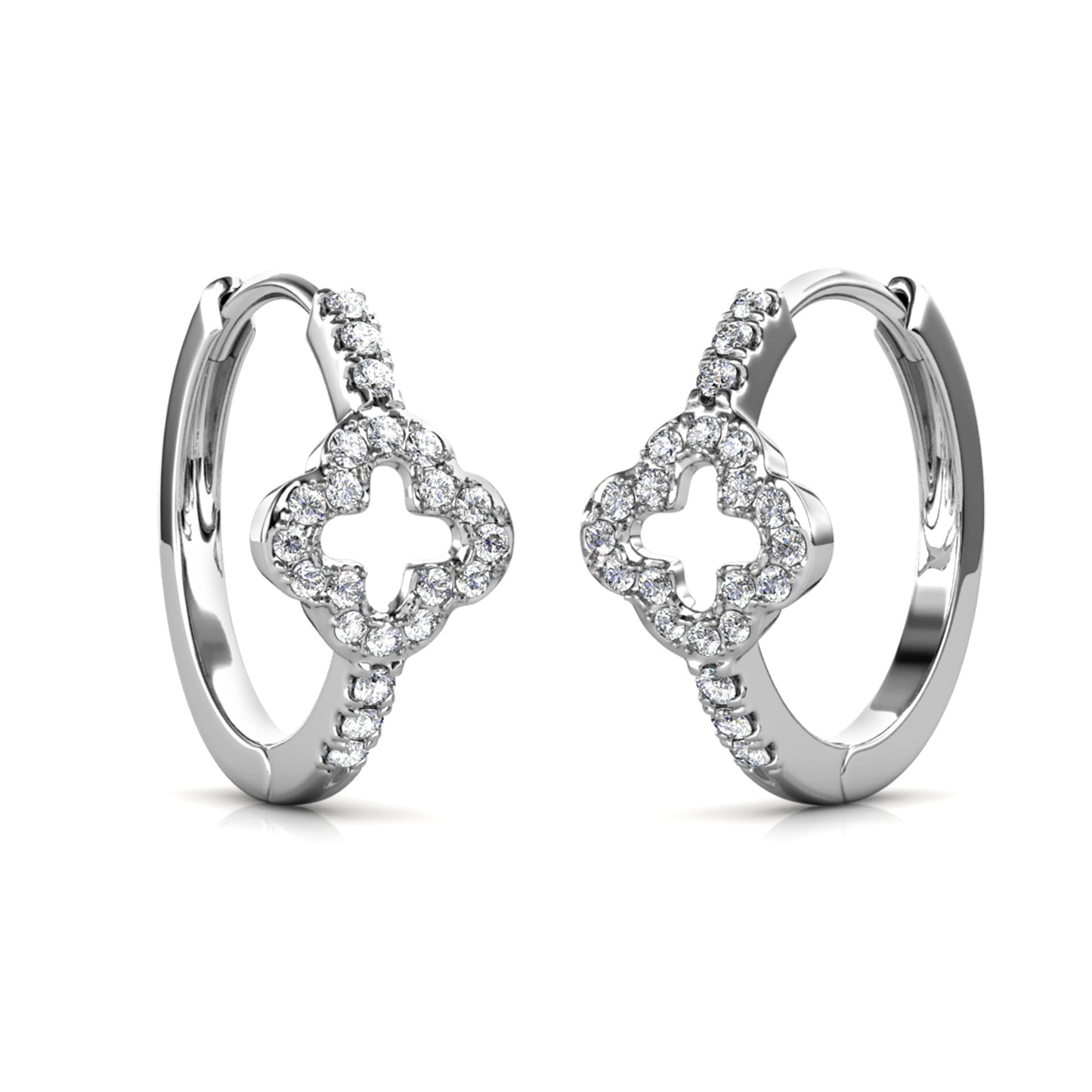 Trevo Earrings ME161 WG RG Cyncerity Jewelry with Moissanite, 925 Sterling Silver