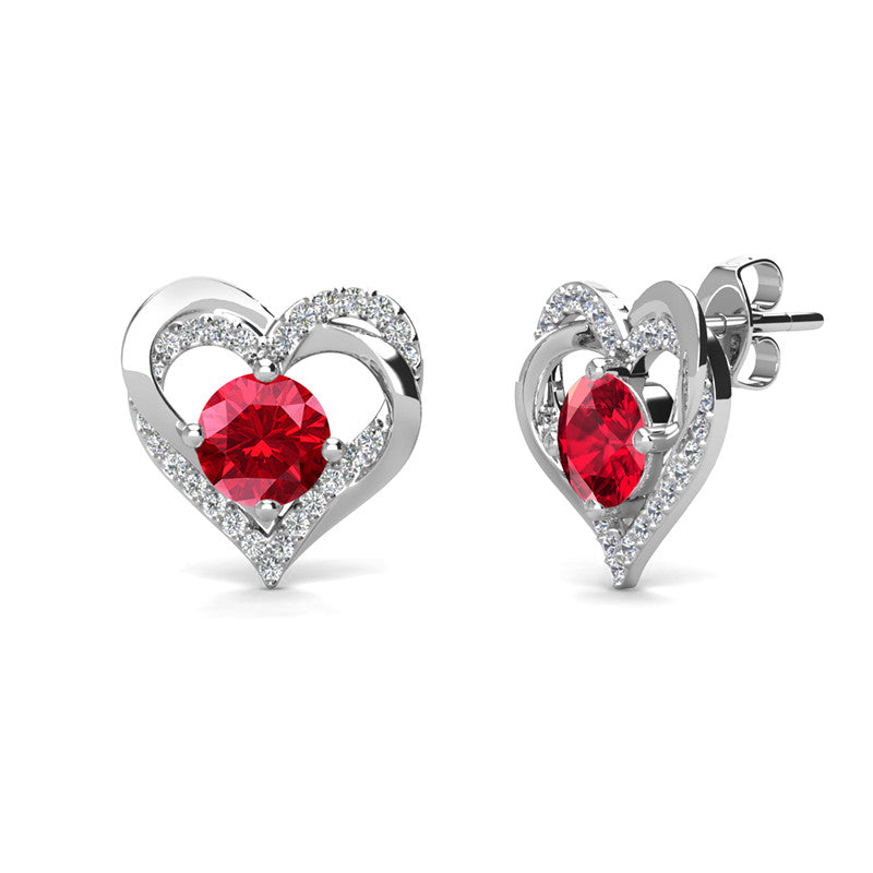 Birthstone Heart Earrings, Cyncerity Jewellery with crystals from Swarovski®