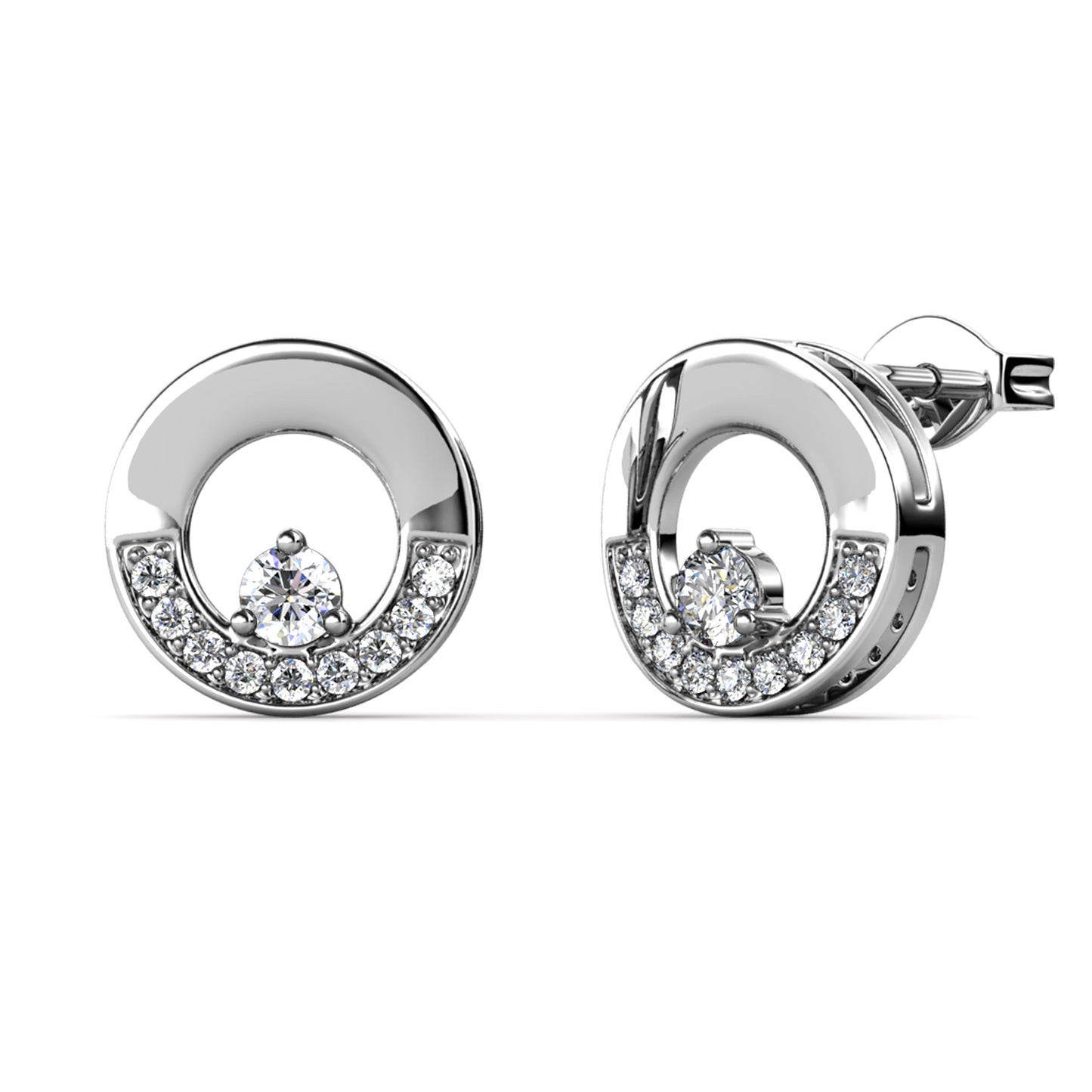 Lille Earrings ME015 WG RG Cyncerity Jewelry with Moissanite, 925 Sterling Silver