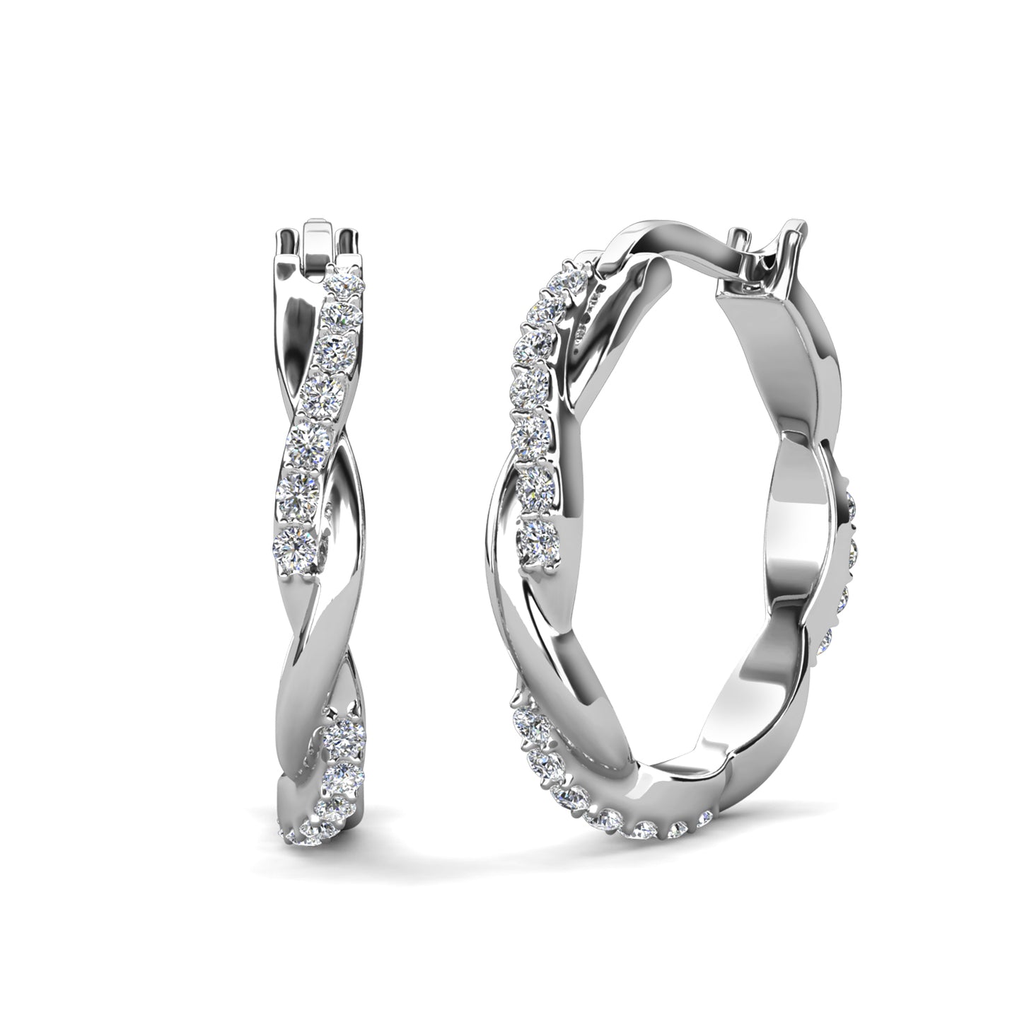 Twiselle Earrings ME092 WG RG Cyncerity Jewelry with Moissanite, 925 Sterling Silver