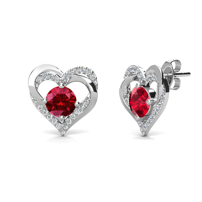 Birthstone Heart Earrings, Cyncerity Jewellery with crystals from Swarovski®