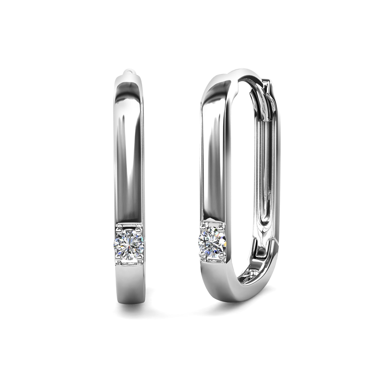 Nelio Earrings ME084 WG RG Cyncerity Jewelry with Moissanite, 925 Sterling Silver