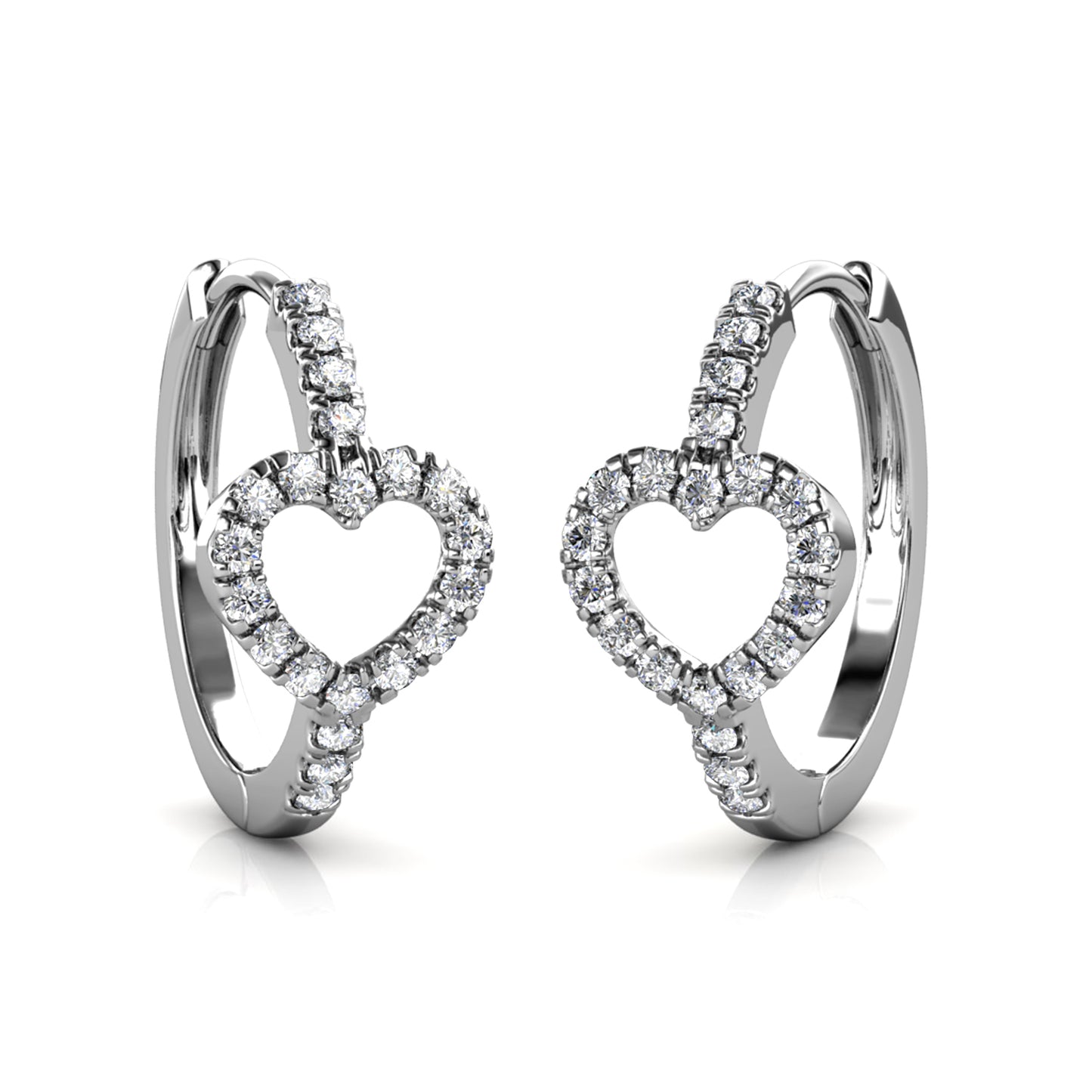 Aurelia Heart Earrings ME170 WG RG Cyncerity Jewelry with Moissanite, 925 Sterling Silver