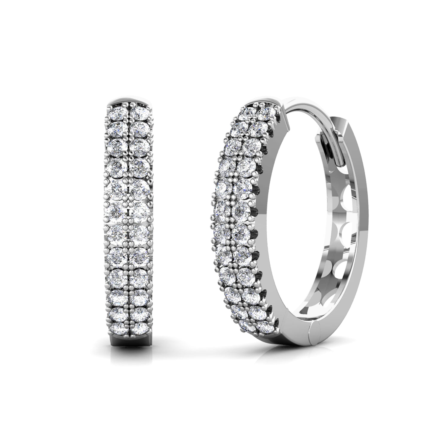 Fila Clip Earrings ME172 WG RG Cyncerity Jewelry with Moissanite, 925 Sterling Silver