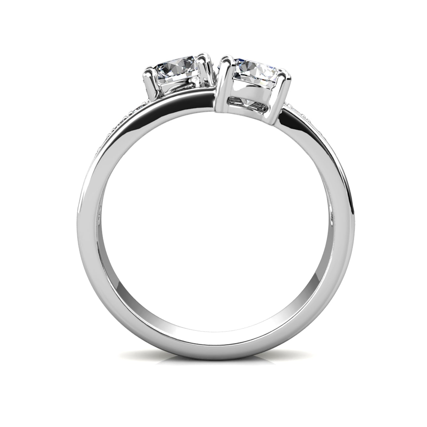 Duo Elegant Ring MR029 WG RG Cyncerity Jewelry with Moissanite, 925 Sterling Silver
