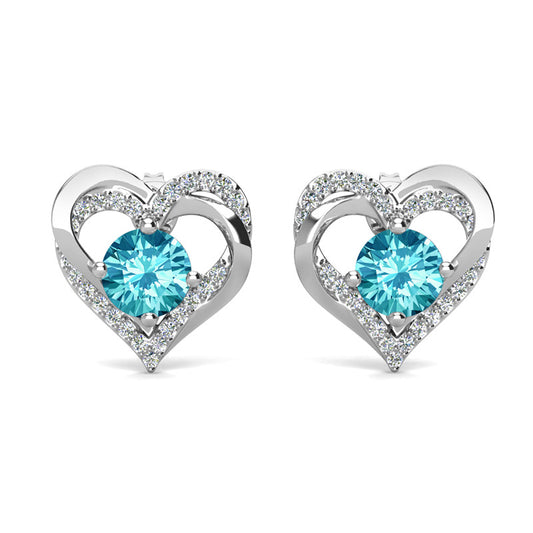 Birthstone Heart Earrings, Cyncerity Jewellery with crystals from Swarovski®