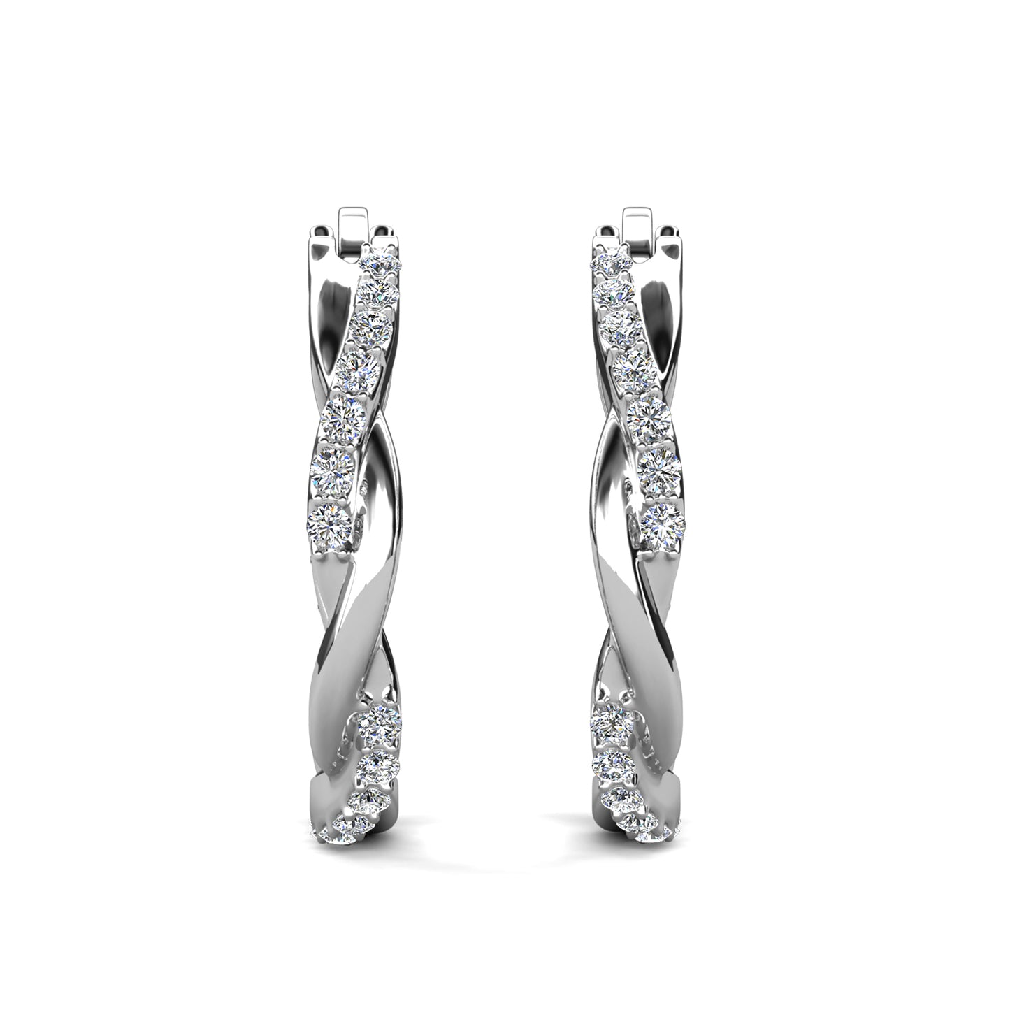 Twiselle Earrings ME092 WG RG Cyncerity Jewelry with Moissanite, 925 Sterling Silver