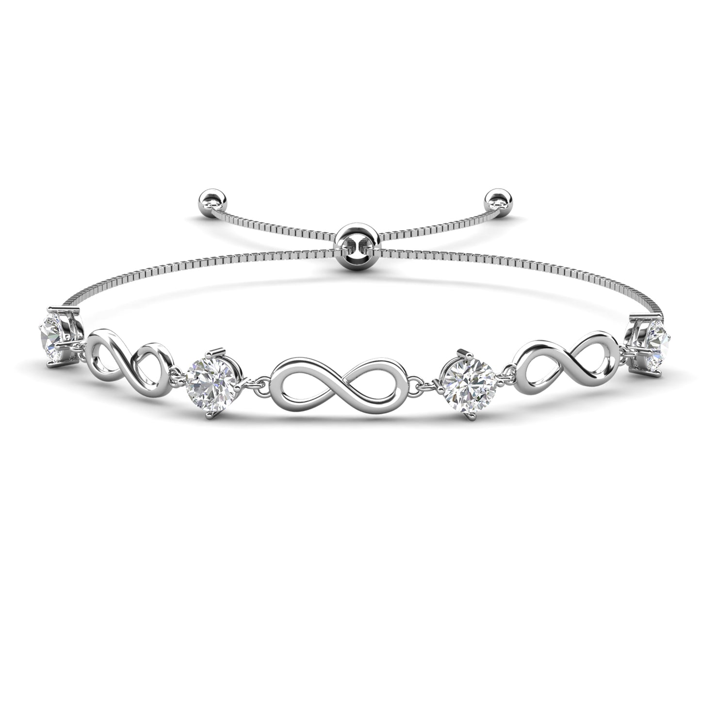 Infini Bracelet MB017 WG RG Cyncerity Jewelry with Moissanite, 925 Sterling Silver