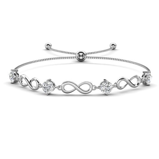 Infini Bracelet MB017 WG RG Cyncerity Jewelry with Moissanite, 925 Sterling Silver