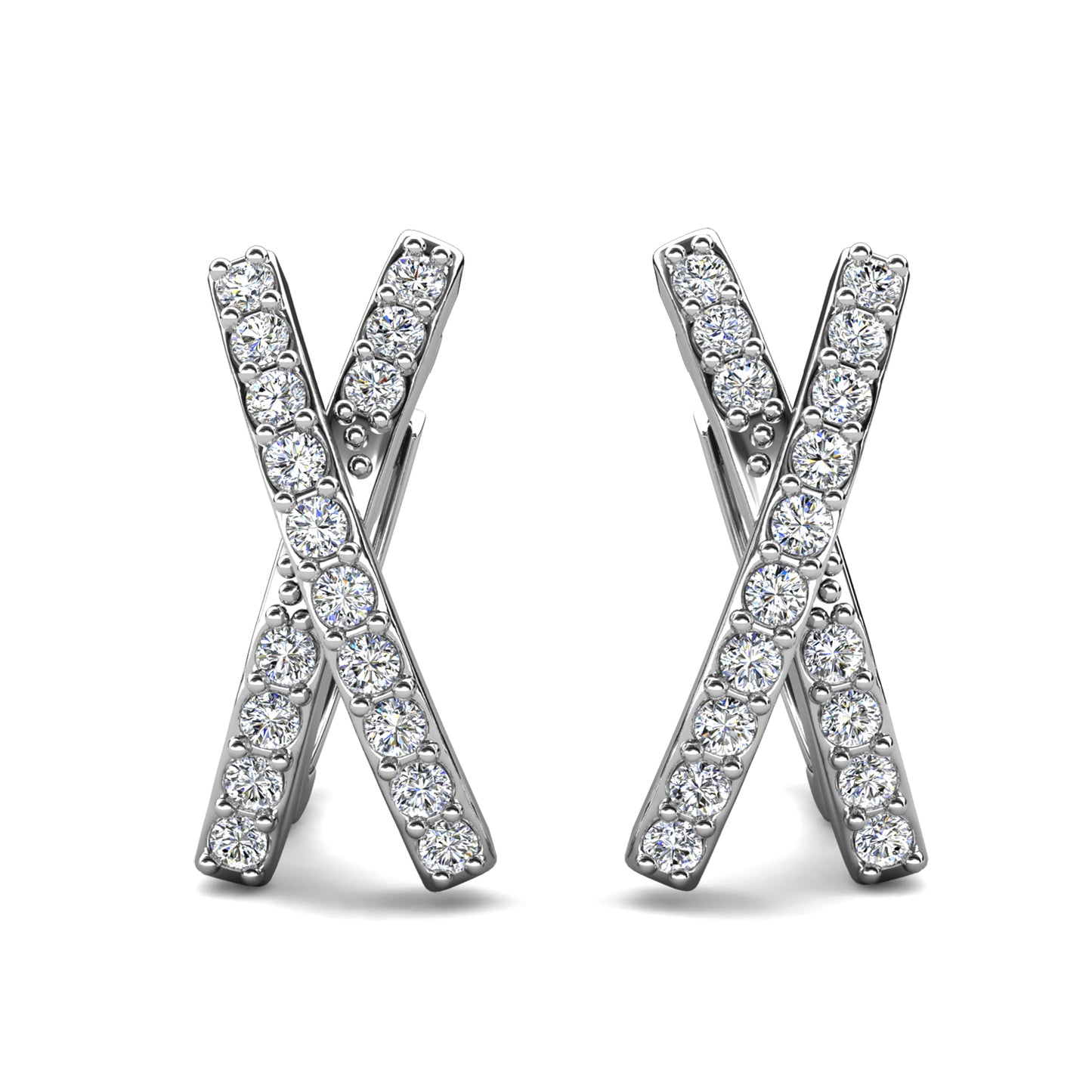 Xquisite Earrings ME091 WG RG Cyncerity Jewelry with Moissanite, 925 Sterling Silver