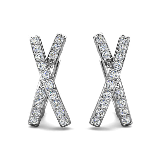 Xquisite Earrings ME091 WG RG Cyncerity Jewelry with Moissanite, 925 Sterling Silver