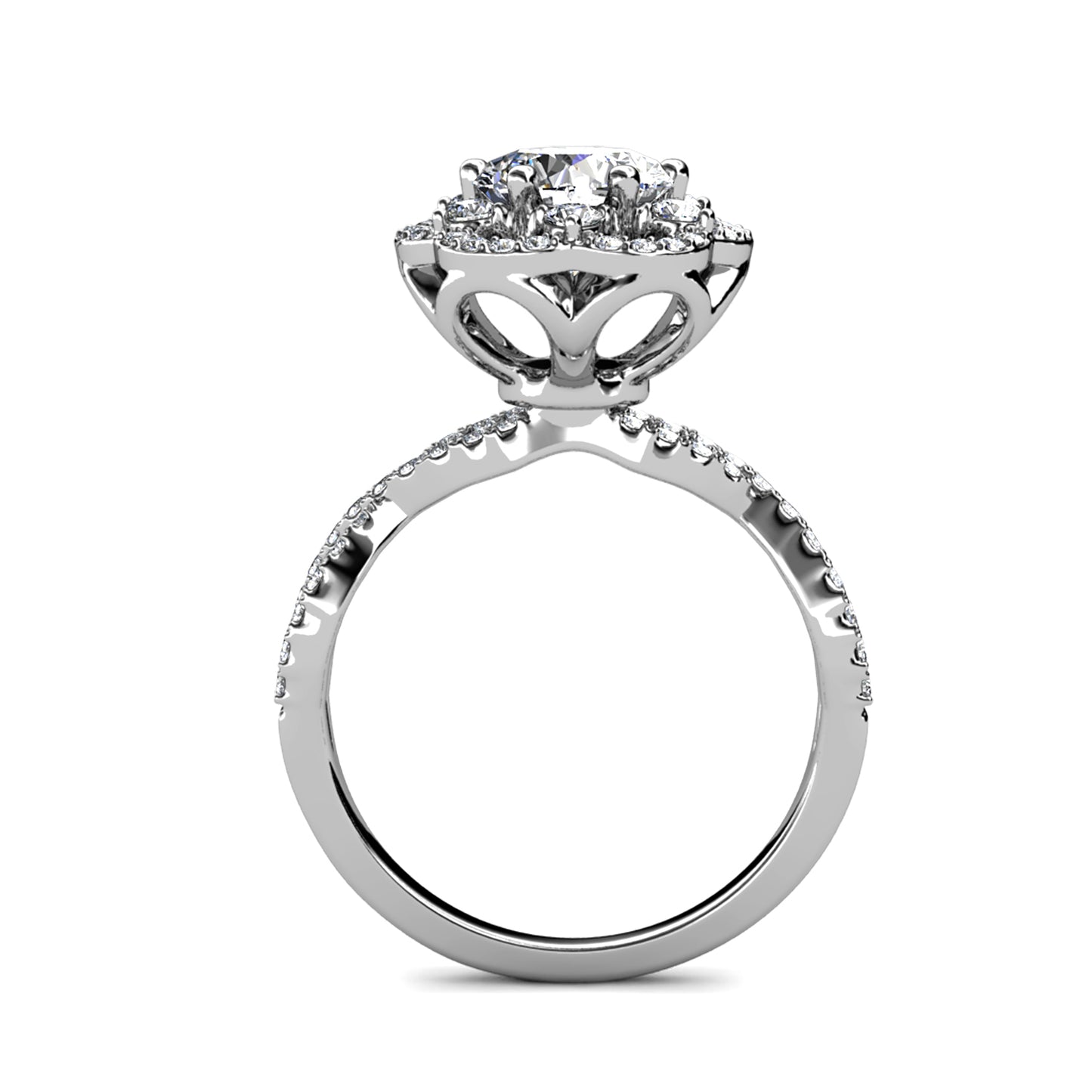 Precious Fleur Ring MR114 WG RG Cyncerity Jewelry with Moissanite, 925 Sterling Silver