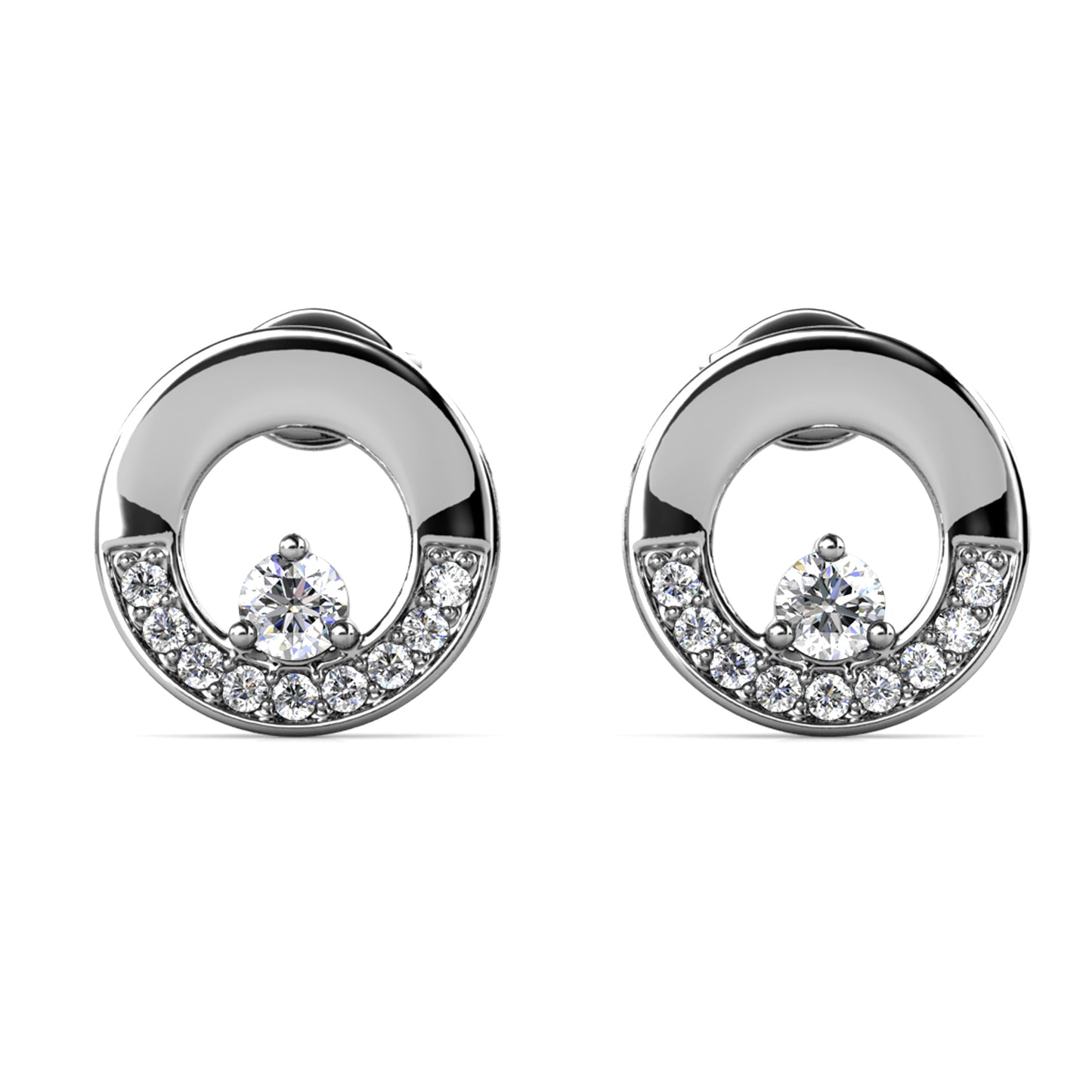 Lille Earrings ME015 WG RG Cyncerity Jewelry with Moissanite, 925 Sterling Silver