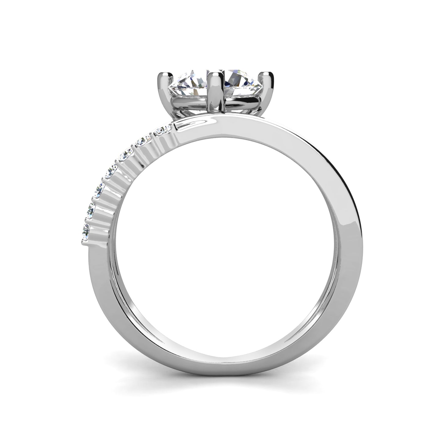 Lumiere Ring MR078 WG RG Cyncerity Jewelry with Moissanite, 925 Sterling Silver