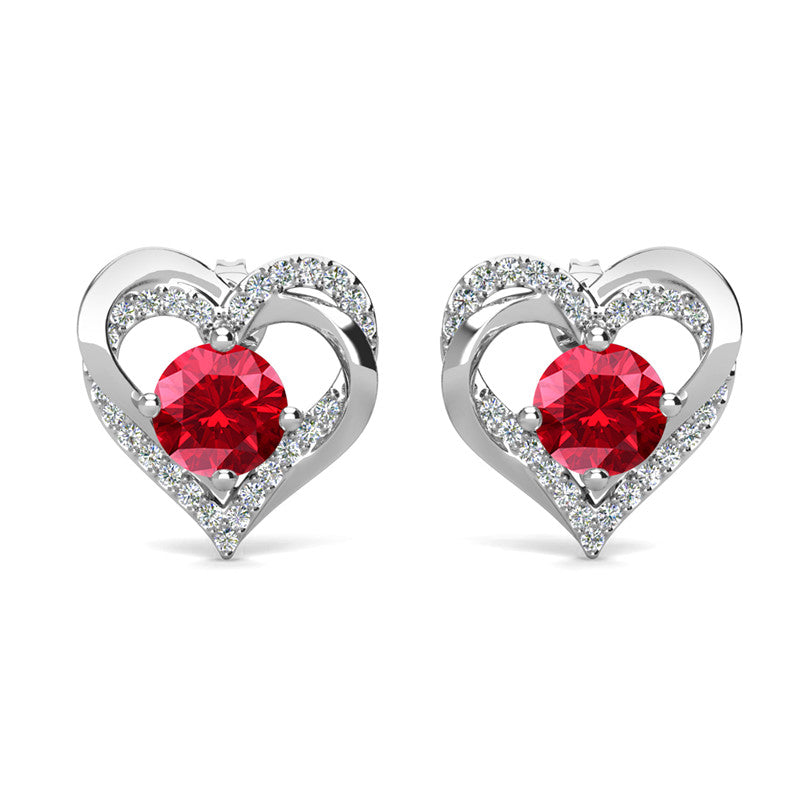 Birthstone Heart Earrings, Cyncerity Jewellery with crystals from Swarovski®