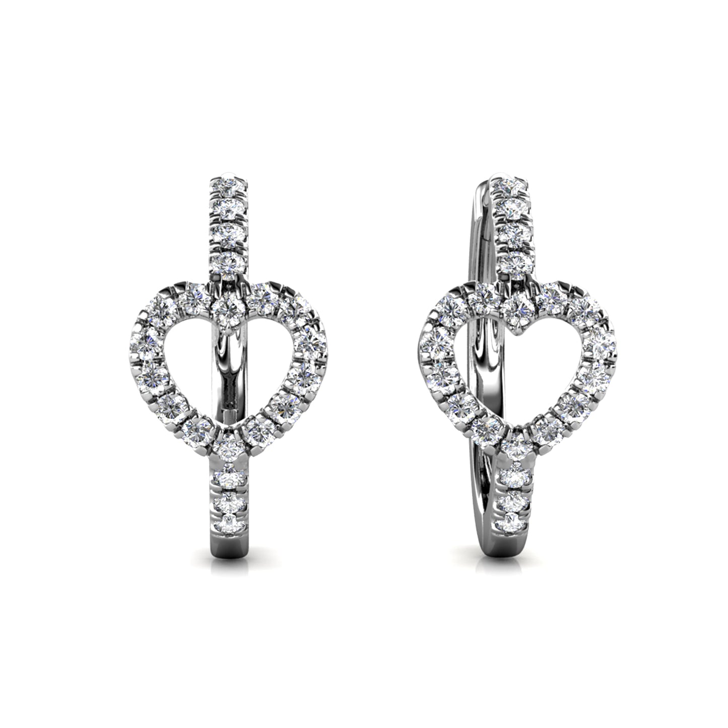 Aurelia Heart Earrings ME170 WG RG Cyncerity Jewelry with Moissanite, 925 Sterling Silver