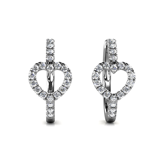 Aurelia Heart Earrings ME170 WG RG Cyncerity Jewelry with Moissanite, 925 Sterling Silver