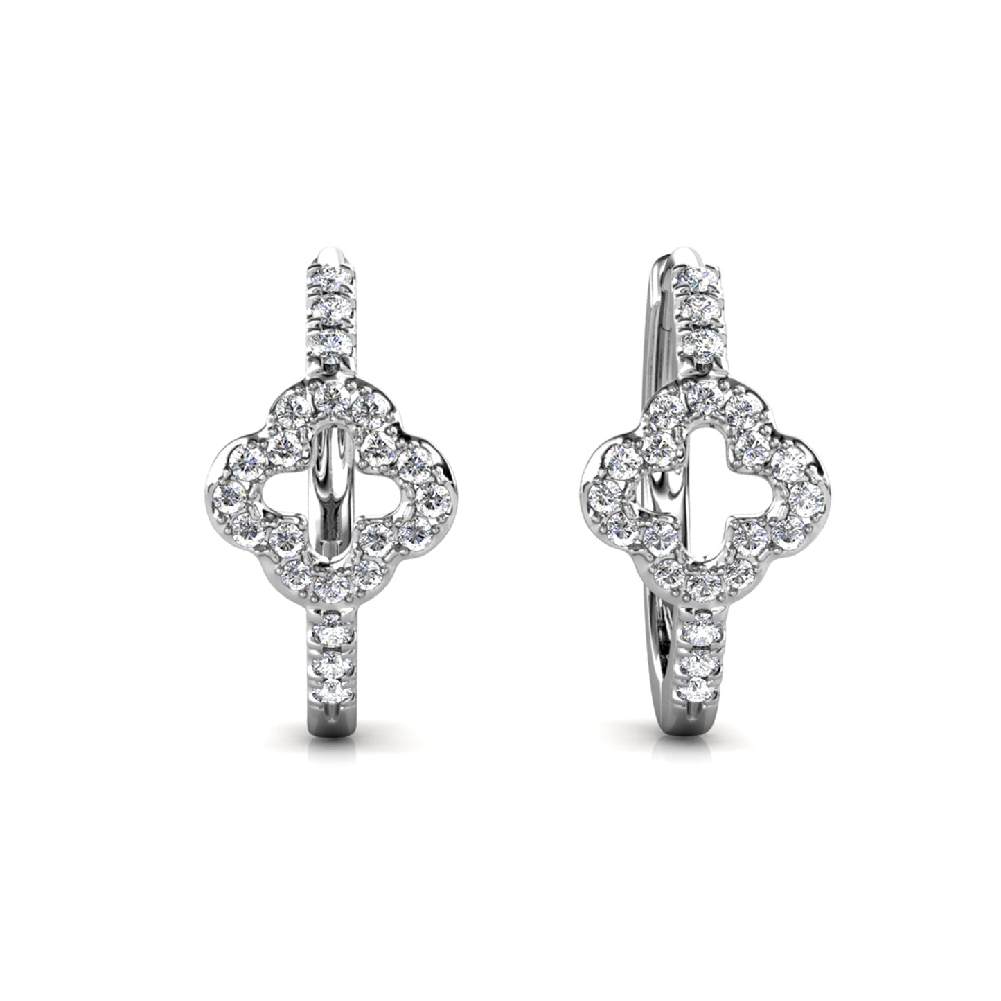 Trevo Earrings ME161 WG RG Cyncerity Jewelry with Moissanite, 925 Sterling Silver